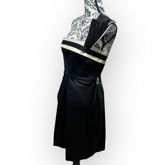 BCBGMaxAzria one Shoulder Mini Dress sz 4 Black and Cream - Picture 3 of 15